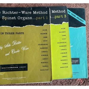 The Richter-Ware Method Spinet Organs Three Parts Music Instruction Books 1958